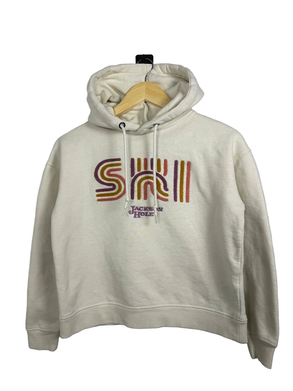 Jackson Hole Ski Hoodie Womens Small Apres Ski Mountain Souvenir Sweatshirt